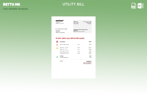 Модерен стил, шаблон за збор за сметки за комунални услуги за телекомуникации на